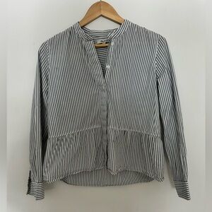 Madewell Striped Blue and White Peplum Top